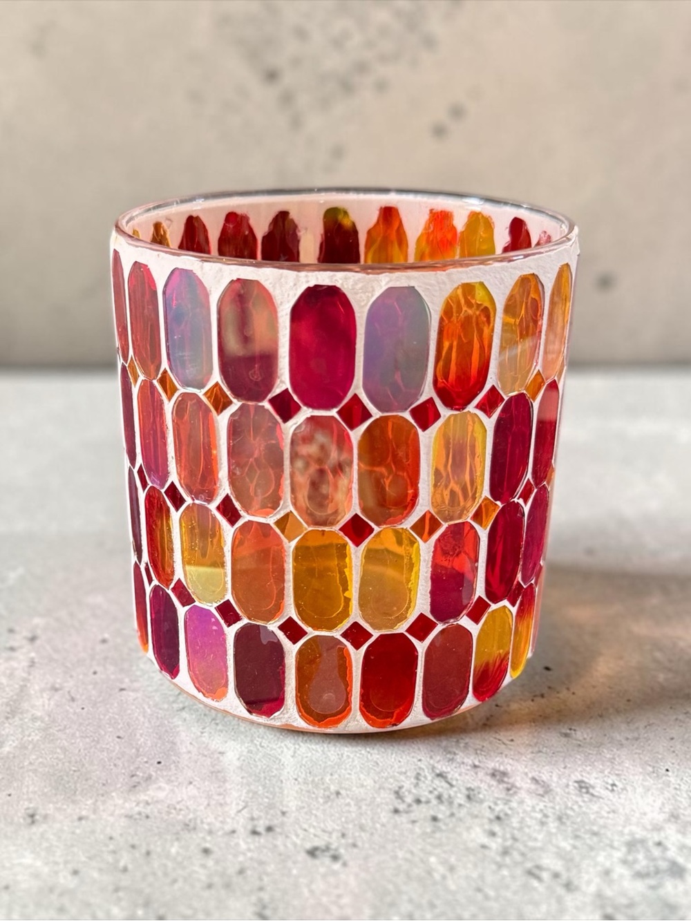 π«Άπ» 70βs Vintage Mosaic Glass Candle Holder
